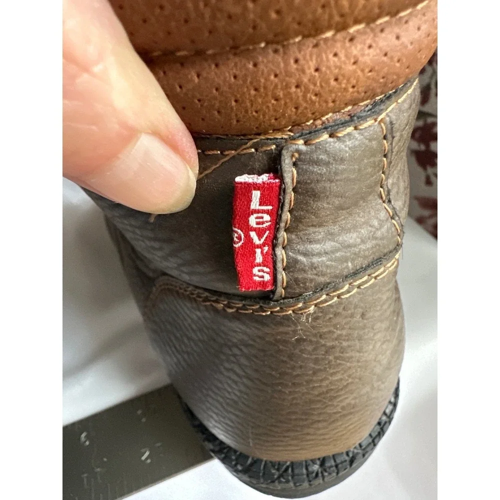 Levi Strauss & Co‎ Mens Brown Pebbled Leather Moc Toe Boots 519783 09B Size 8